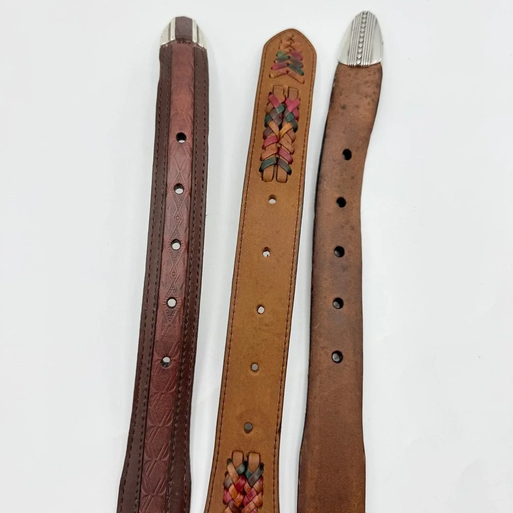 Mens Leather Belt Lot‎ 7pc Jos A Bank Territory Ahead Trafalgar Brown Woven 40